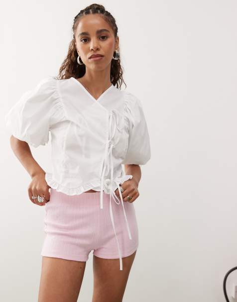 Reclaimed Vintage - Pantaloncini micro in jersey rosa chiaro in coordinato - view 1