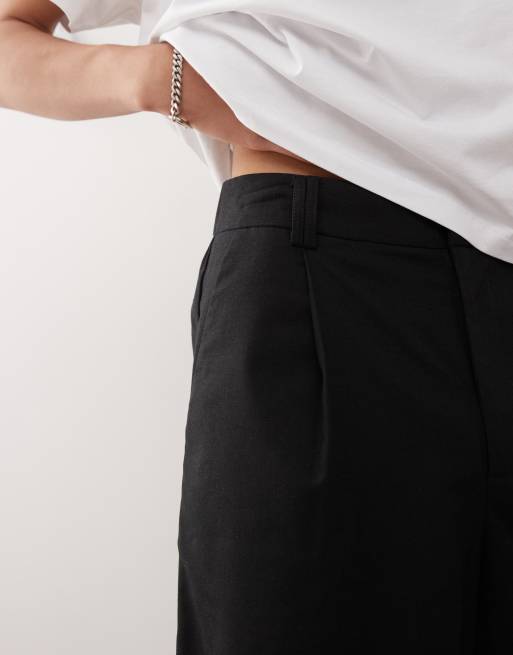 Reclaimed Vintage - Pantaloncini sartoriali larghi neri , 3 di 5