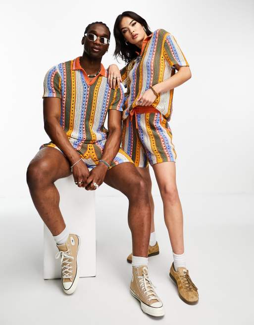 Reclaimed Vintage - Pantaloncini unisex in maglia a righe