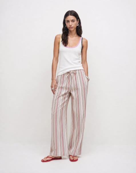 Reclaimed Vintage - Pantalones a rayas rosas y verdes holgados - view 1