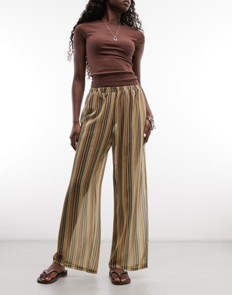 Reclaimed Vintage pantaloni a gamba larga trasparenti a righe multicolore - view 1