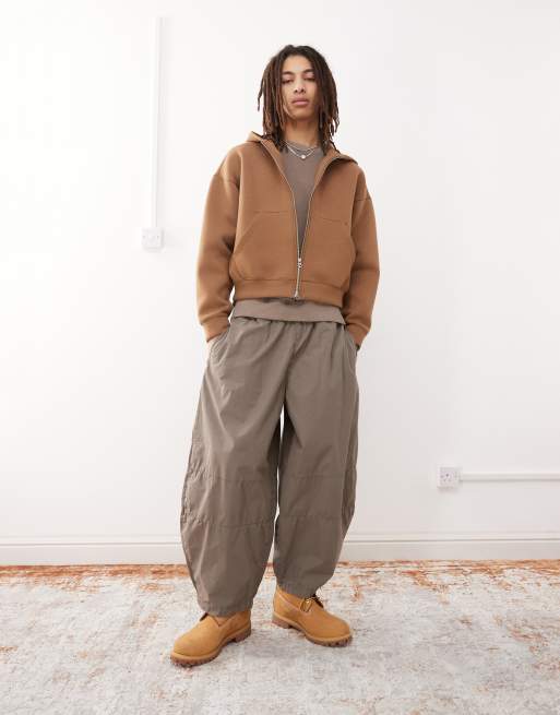 Reclaimed Vintage - Pantaloni ampi bombati kaki stile cargo