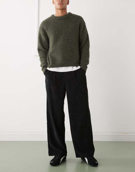 Reclaimed Vintage - Pantaloni ampi in tessuto a coste nero, 2 di 5