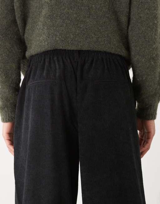 Reclaimed Vintage - Pantaloni ampi in tessuto a coste nero, 5 di 5
