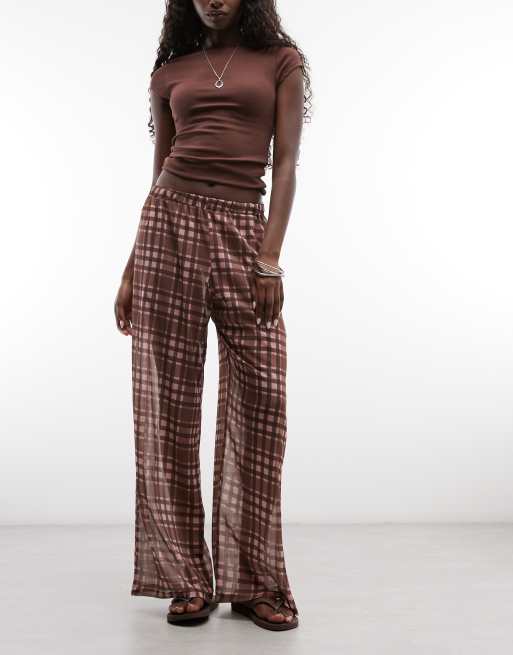 Reclaimed Vintage pantaloni ampi trasparenti a quadri rossi