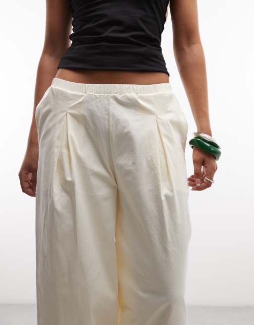 Reclaimed Vintage pantaloni bloomer 3/4 in popeline crema, 3 di 5