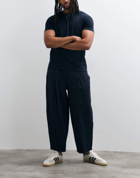 Reclaimed Vintage - Pantaloni blu navy gessati - view 1