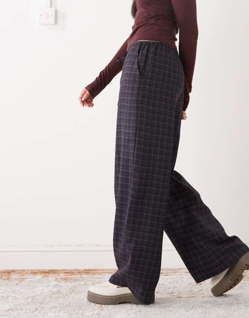 Reclaimed Vintage - Pantaloni bombati bordeaux a quadri, 5 di 5
