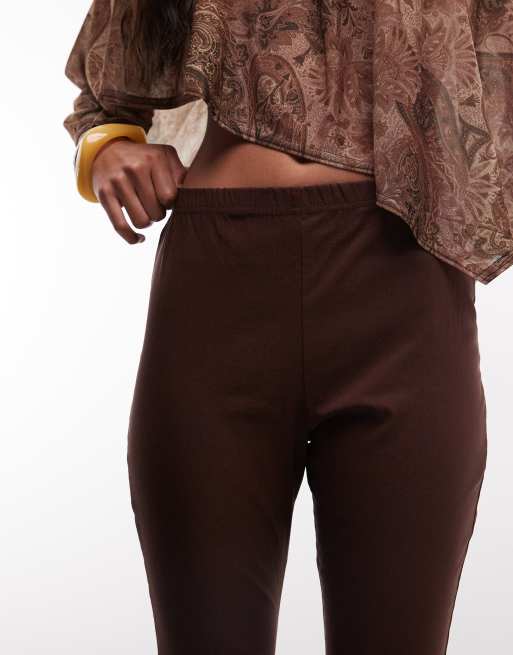 Reclaimed Vintage - Pantaloni capri in bengalina marrone, 5 di 5