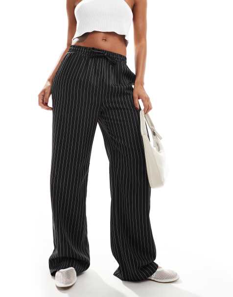 Reclaimed Vintage - Pantaloni comodi gessati neri e bianchi - view 1