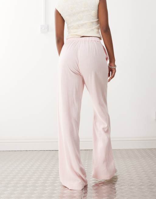 Reclaimed Vintage - Pantaloni comodi in misto lino rosa con fondo ampio, 3 di 5