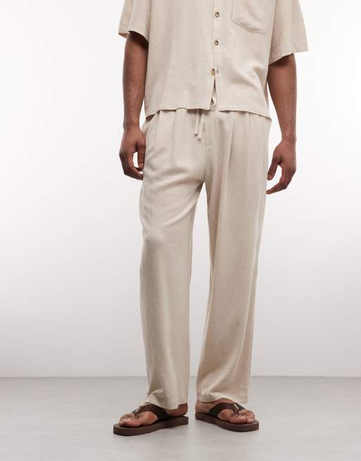 Reclaimed Vintage - Pantaloni comodi in misto lino tonalità neutra, 2 di 5