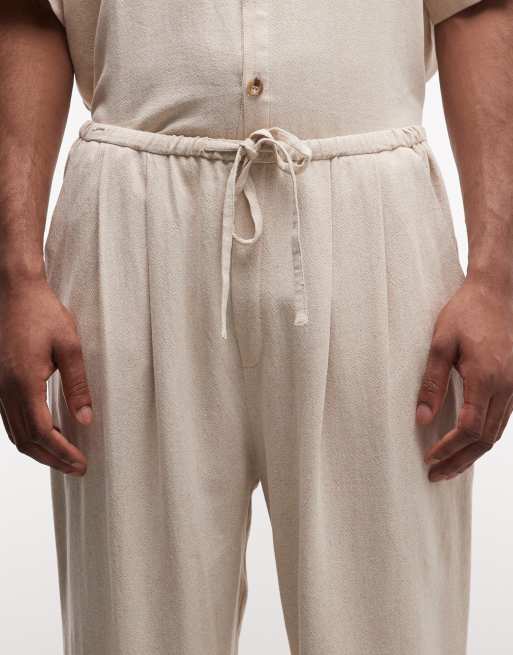 Reclaimed Vintage - Pantaloni comodi in misto lino tonalità neutra, 4 di 5