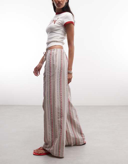 Reclaimed Vintage - Pantaloni comodi rosa a righe verdi, 2 di 5