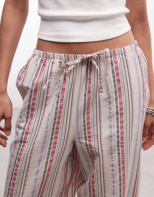 Reclaimed Vintage - Pantaloni comodi rosa a righe verdi, 4 di 5