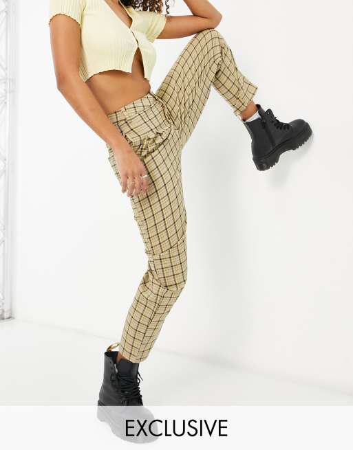 Reclaimed Vintage - Pantaloni con pinces a quadri