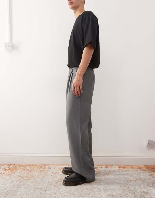 Reclaimed Vintage - Pantaloni da abito ampi a pieghe grigi in coordinato, 3 di 5