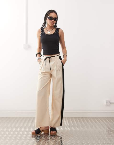 Reclaimed Vintage - Pantaloni in misto lino con righe laterali - view 1