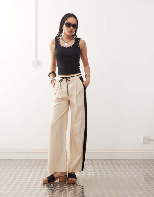 Reclaimed Vintage - Pantaloni in misto lino con righe laterali