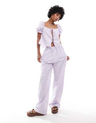 Reclaimed Vintage - Pantaloni lilla summer a righe - view 1