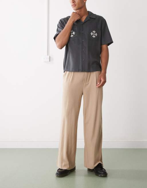 Reclaimed Vintage - Pantaloni sartoriali larghi in lino a righe