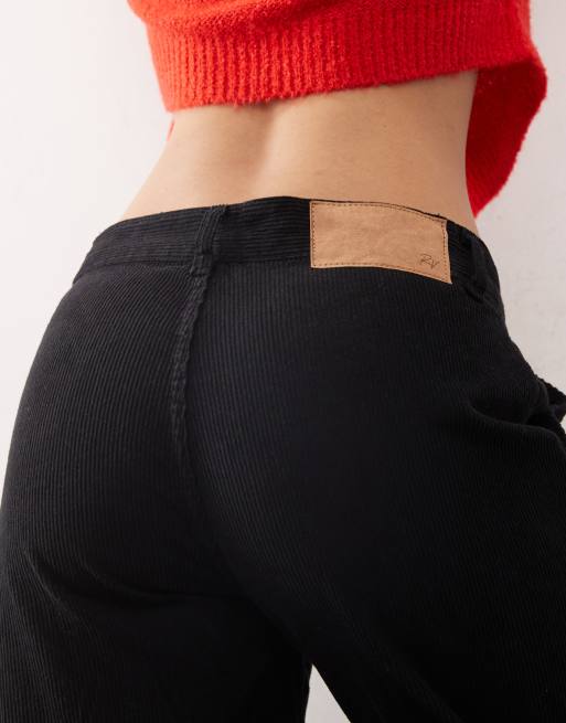 Reclaimed Vintage - Pantaloni unisex in velluto a coste nero slavato , 4 di 5