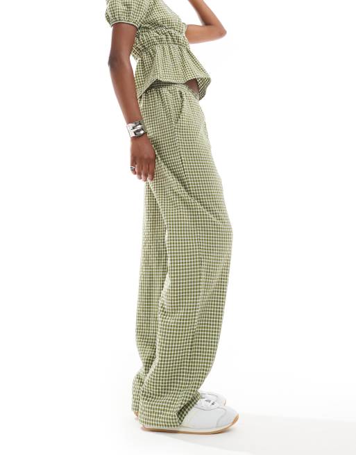 Reclaimed Vintage pants in green gingham (part of a set), 2 of 5