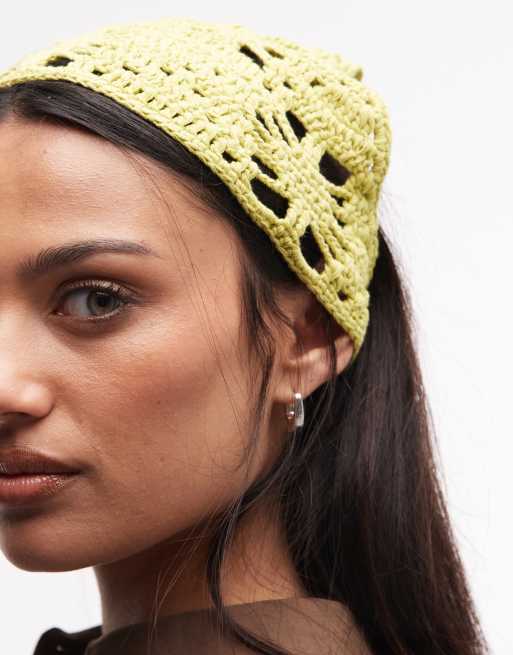 Reclaimed Vintage - Pañuelo para la cabeza verde de punto de croché
