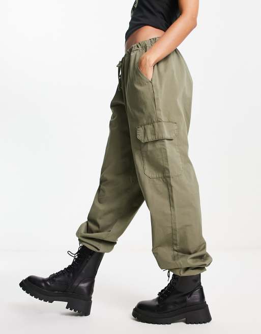 Reclaimed Vintage unisex parachute cargo trousers in black, ASOS