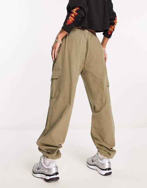 Reclaimed Vintage parachute cargo pants in khaki | ASOS