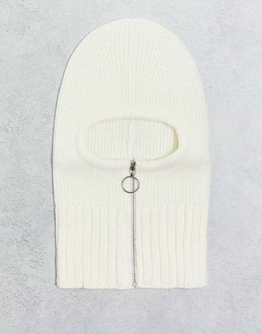 Reclaimed Vintage - Passamontagna unisex bianco con cappuccio