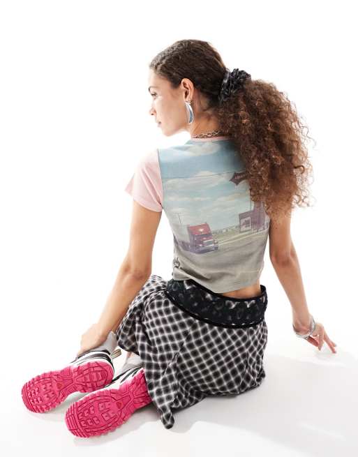 Reclaimed Vintage – Passender Scrunchie-Haargummi und Rock mit Karomuster