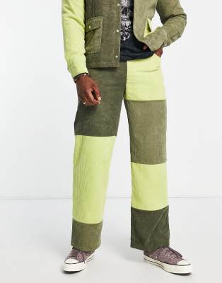 Reclaimed Vintage patchwork pants in green cord