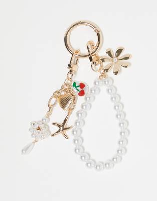 Reclaimed Vintage Pearl Bag Charm-gold