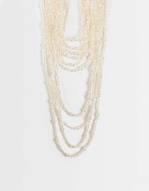 Reclaimed Vintage pearl multi row necklace - view 1