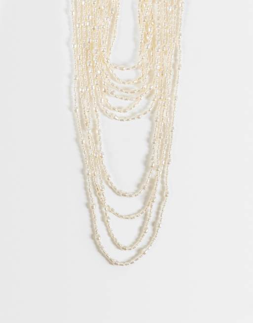 Reclaimed Vintage pearl multi row necklace, 1 of 3