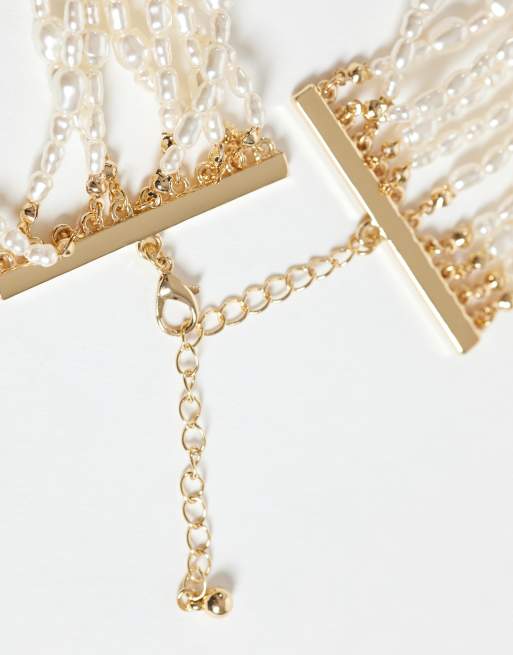 Reclaimed Vintage pearl multi row necklace, 3 of 3