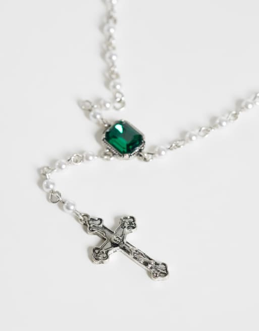 Reclaimed Vintage pearl rosary choker necklace, 4 of 4