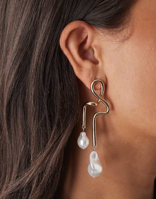 Reclaimed Vintage - Pendants d'oreilles avec perles - Doré, 3 de 3