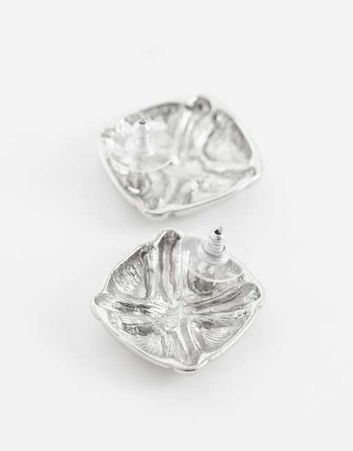 Reclaimed Vintage - pendientes cruz plateados de los 80, 4 de 4
