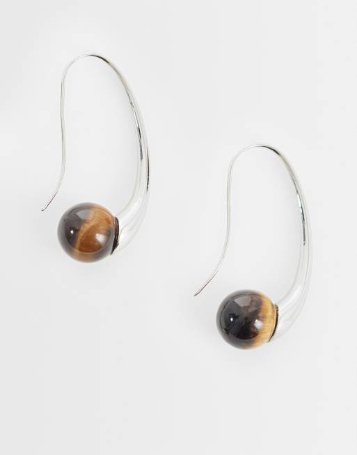 Reclaimed Vintage - pendientes de lágrima con detalle de ojo de tigre