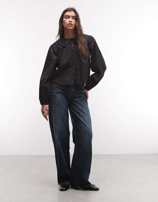 Reclaimed Vintage peter pan collar blouse in black, 2 of 4