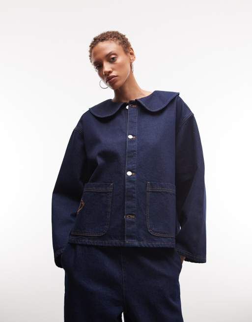 Reclaimed Vintage peter pan collar denim shirt co-ord