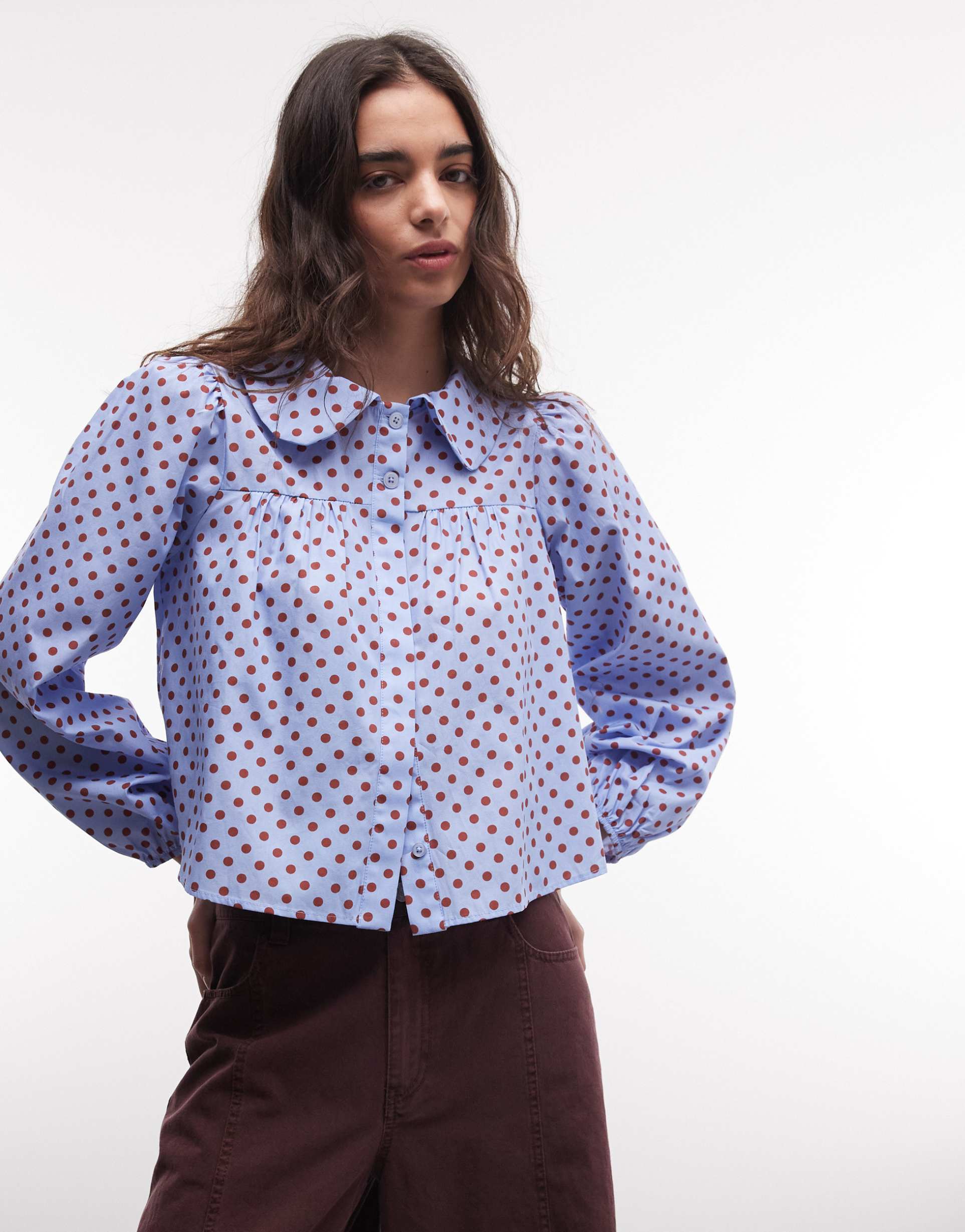 reclaimed vintage peter pan collar polka dot blouse