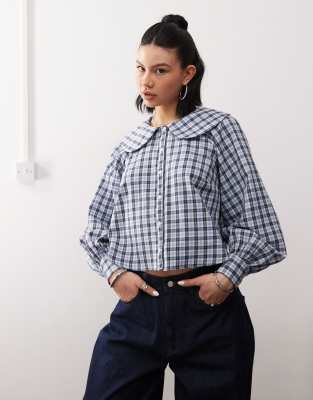 Reclaimed Vintage Peter Pan Collar Shirt In Plaid-multi