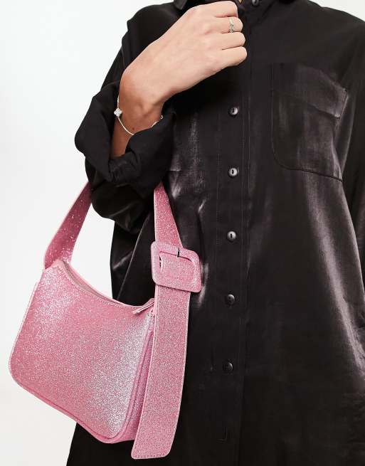 Reclaimed Vintage - Petit sac porté épaule style années 90 - Rose pailleté