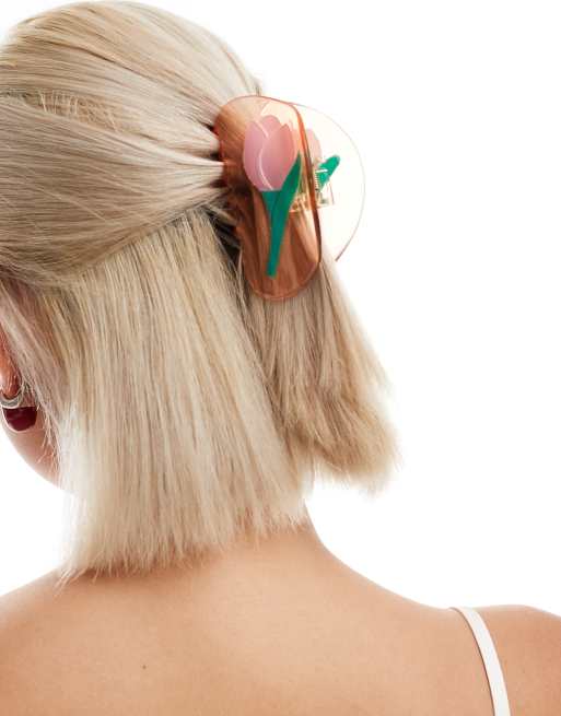 Reclaimed Vintage - Pince à cheveux avec tulipe - Rose
