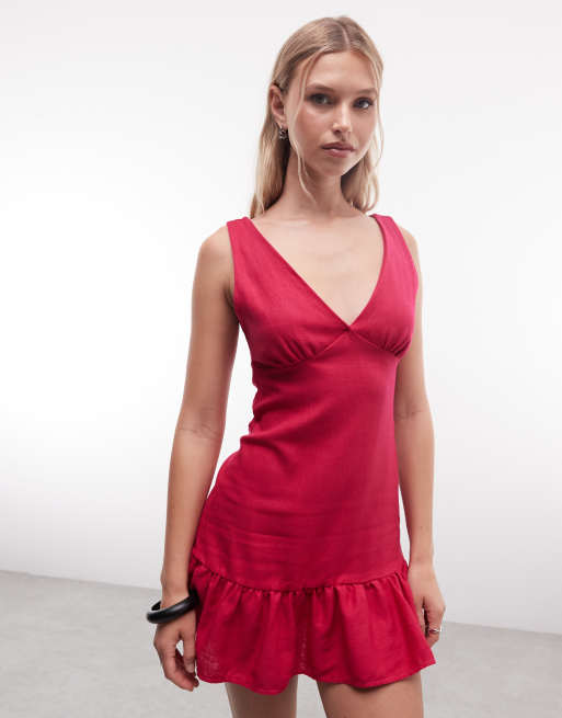 Reclaimed Vintage - Pink sundress i hørblanding