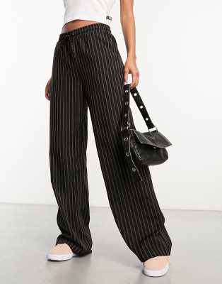 Reclaimed Vintage Pinstipe Pull On Pants-black