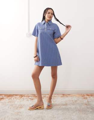 Reclaimed Vintage Pinstripe Denim Shift Dress